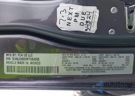 2021 Jeep Compass Latitude 4X4 from USA, damaged, VIN 3C4NJDBB3MT584556